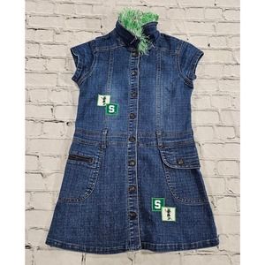 Faded Glory Denim Overall Dress Blue Embroidered MICHIGAN STATE GIRLS SIZE 8